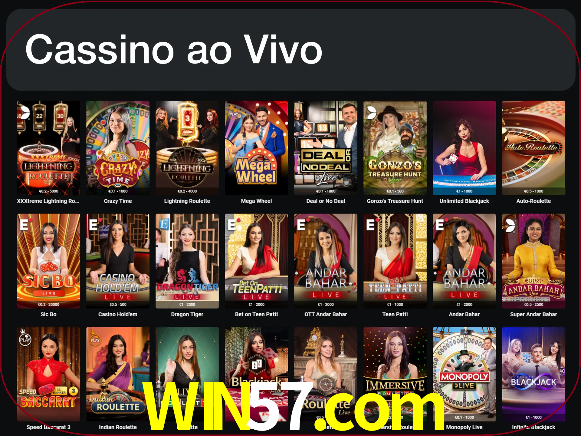 Jogue jogos de cassino com um verdadeiro dealer.