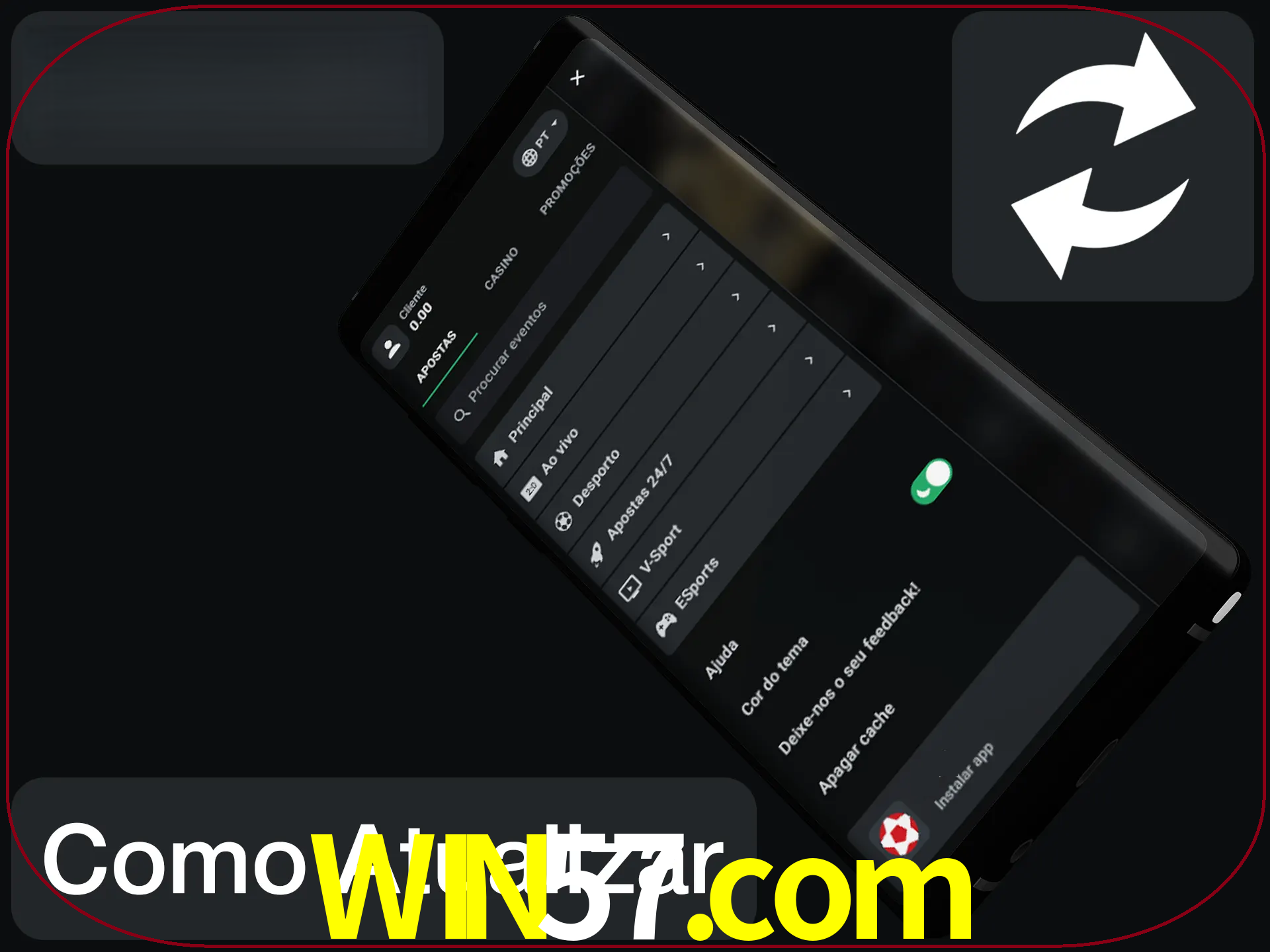 O aplicativo é atualizado automaticamente quando você faz o login.