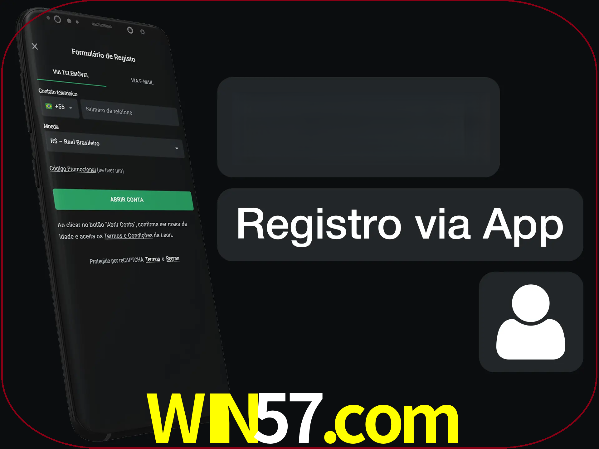 Registre-se com duas etapas usando o aplicativo.