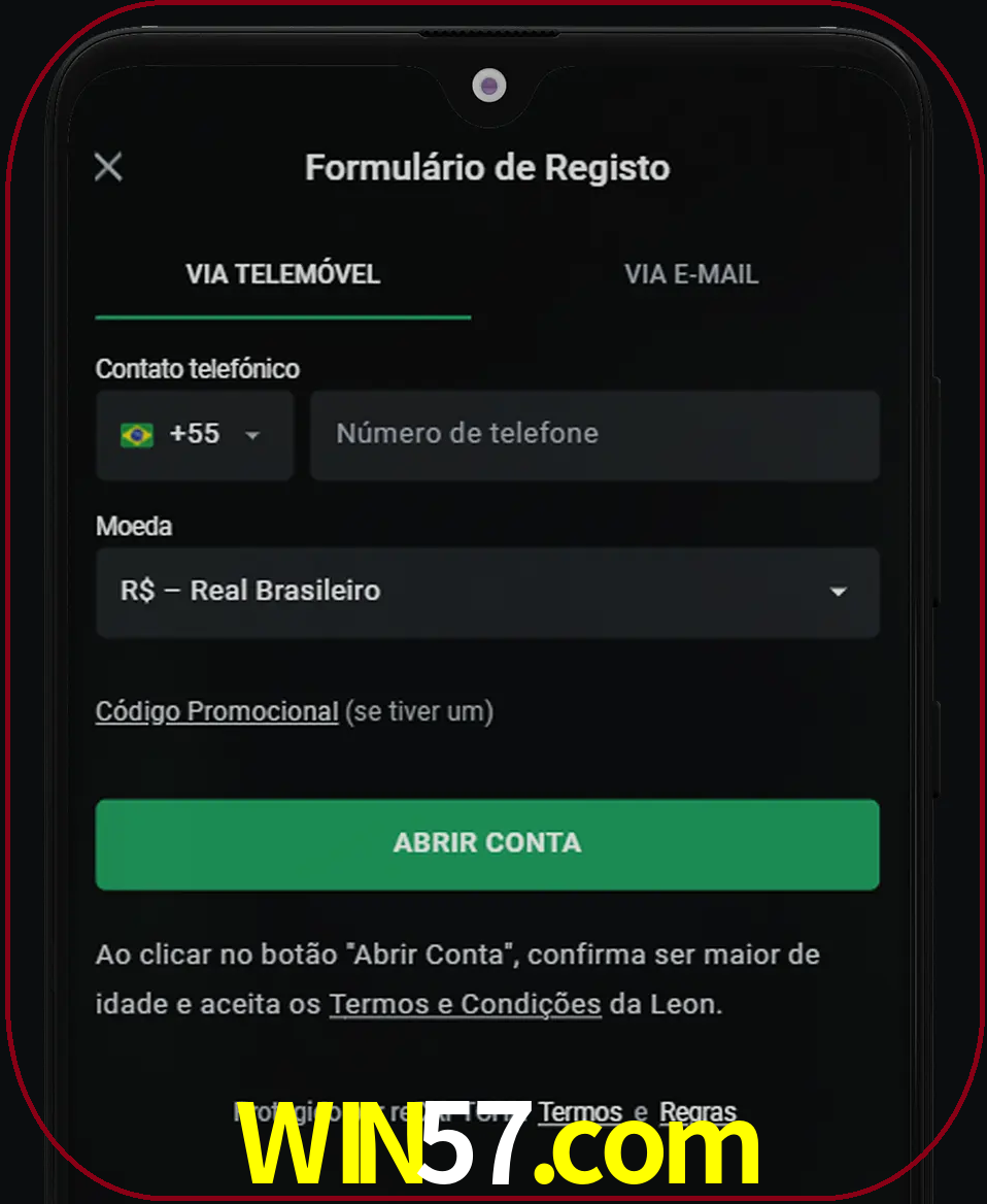 Abra o aplicativo e inicie o processo de registro.